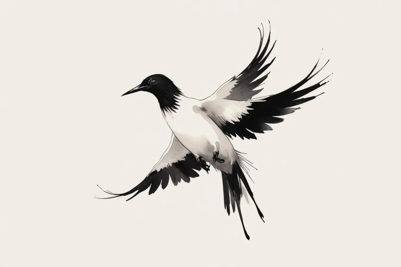 Sumi-e ink illustration of Ara Ara (あらあら)