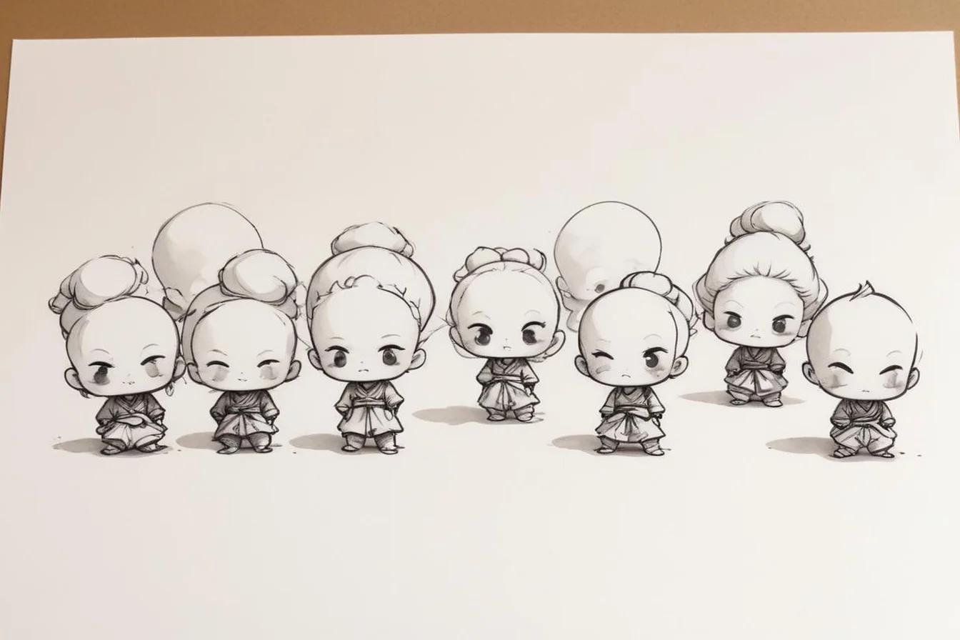 Sumi-e ink illustration of Chibi (ちび)