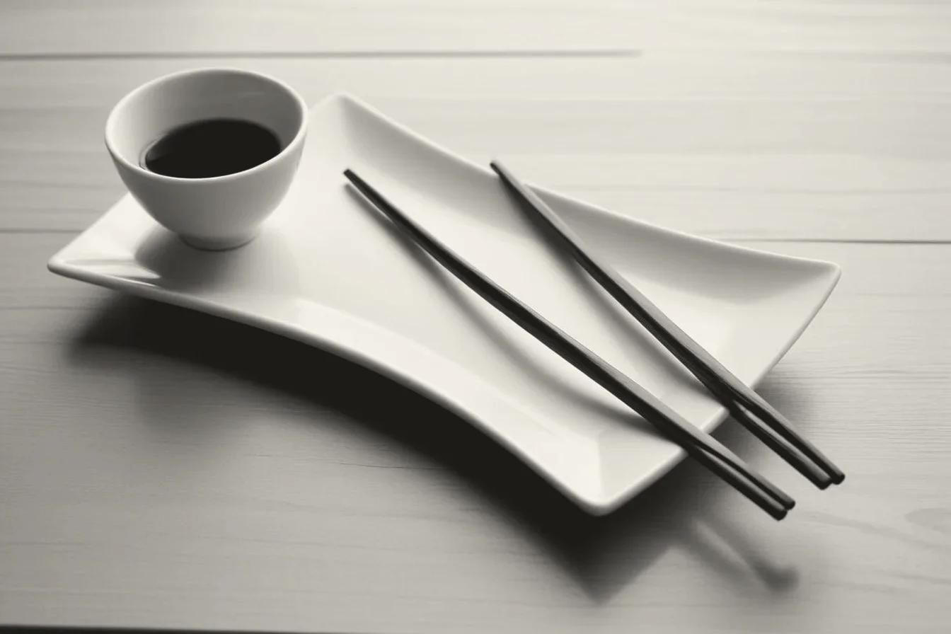 Sumi-e ink illustration of How to Use Chopsticks (箸)