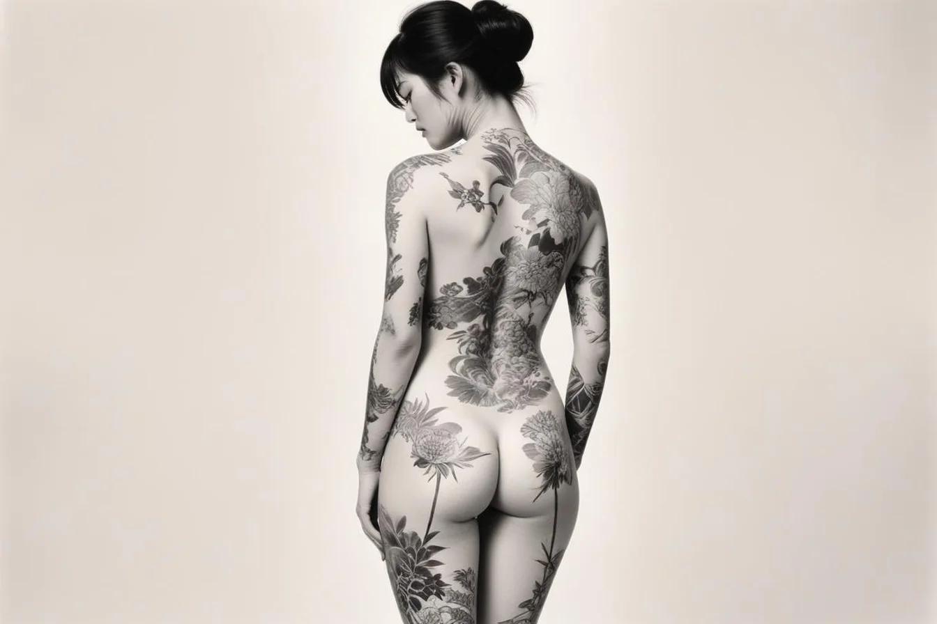 Sumi-e ink illustration of Irezumi (入れ墨)