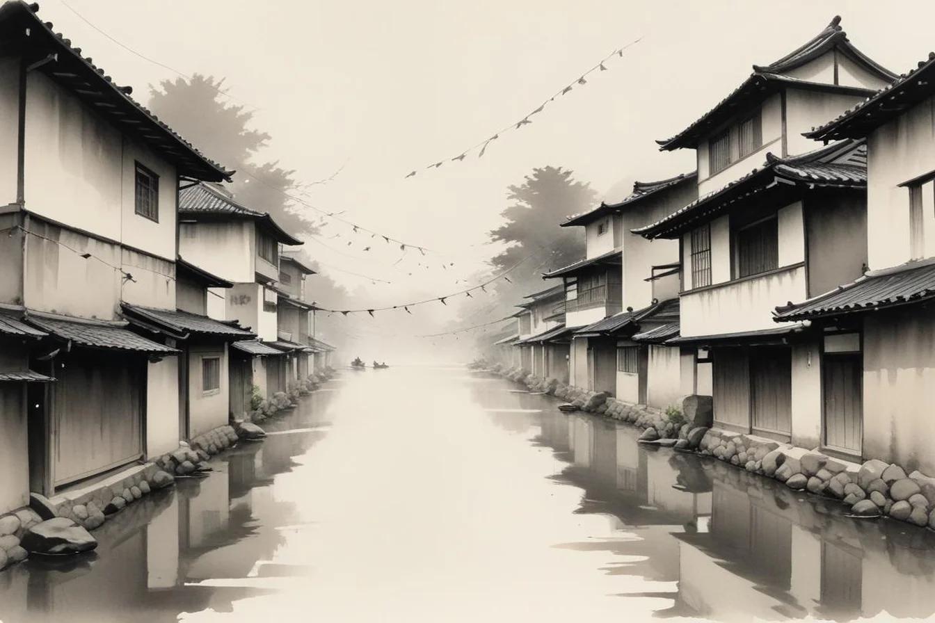 Sumi-e ink illustration of Kodomo no Hi (こどもの日)