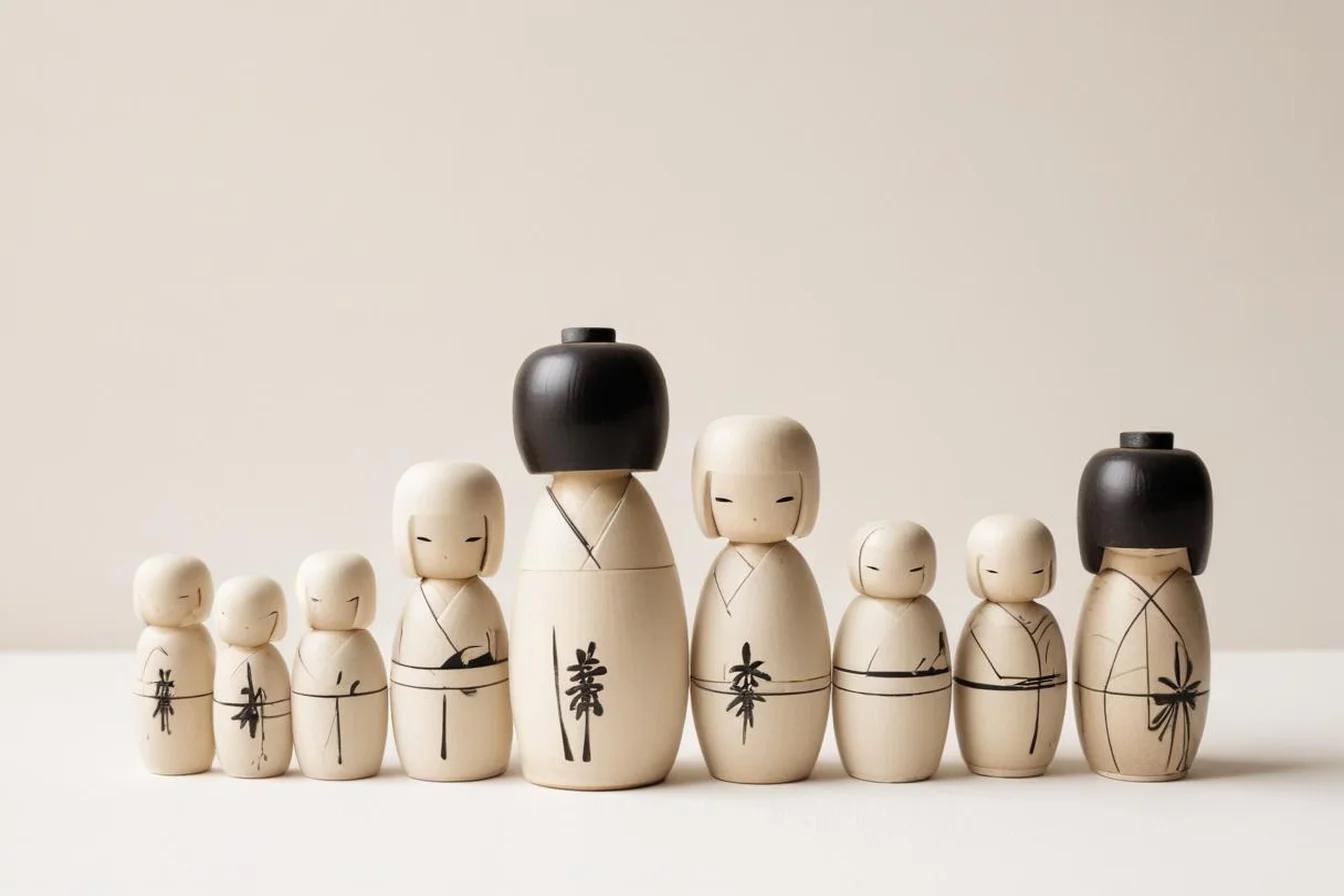 Sumi-e ink illustration of Kokeshi (こけし)