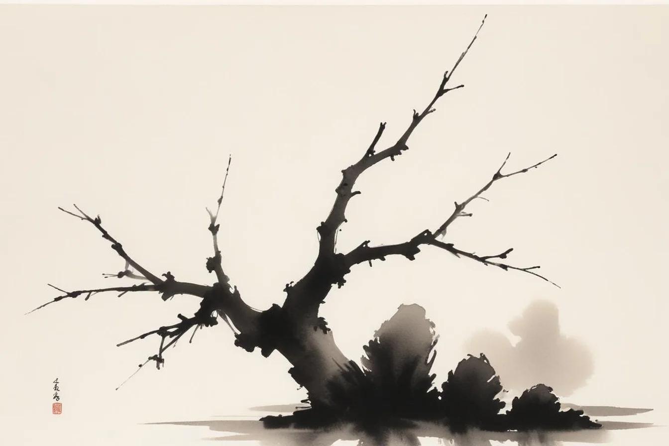 Sumi-e ink illustration of Sumi-e (墨絵)